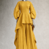 Ensemble LIVIA deux pièces longues jaune moutarde