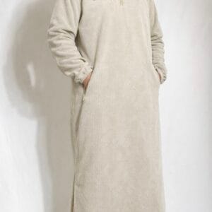 Djellaba en velours côtelé blanc premium