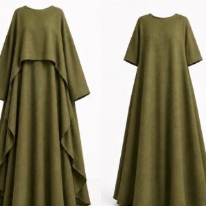 Set n7 robe longue pudique et haut asymétrique olive confection française 9 031eb396 4b6c 4eb2 86f3 00fd19499220