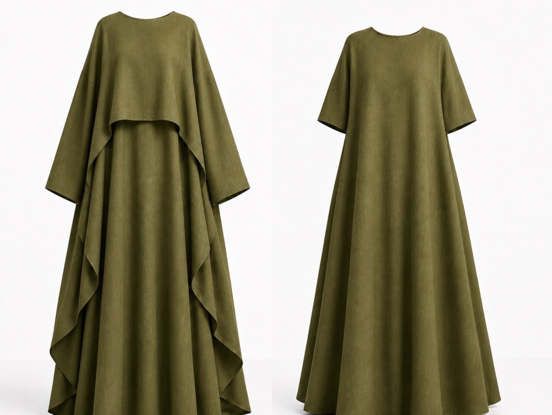 Set n7 robe longue pudique et haut asymétrique olive confection française 4 Set n7 robe longue pudique et haut asymétrique olive confection française – Image 4