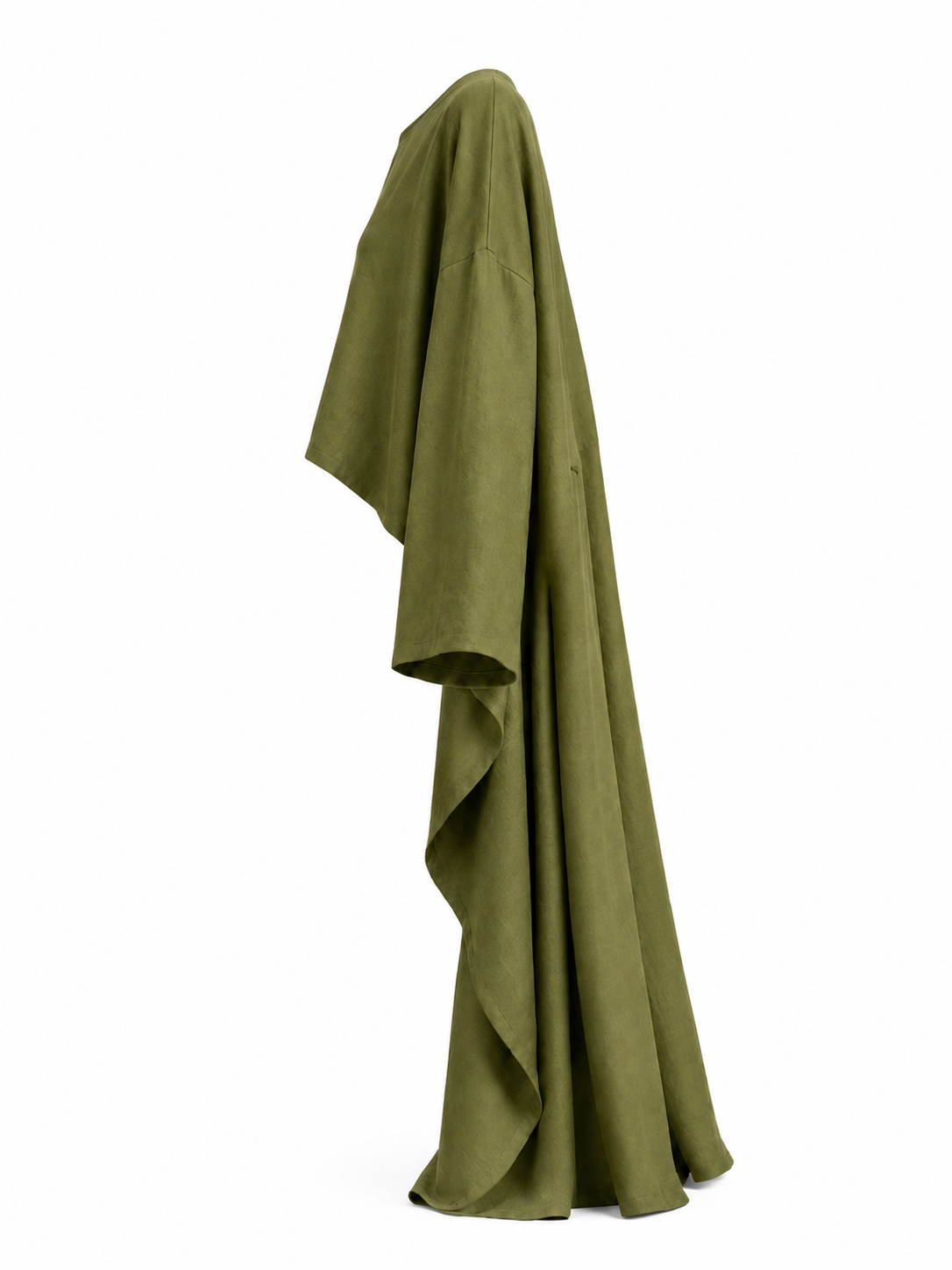 Set n7 robe longue pudique et haut asymétrique olive confection française 2 Set n7 robe longue pudique et haut asymétrique olive confection française – Image 2