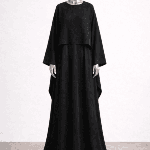 Set n7 long pudique en lin noir structure et fluidité