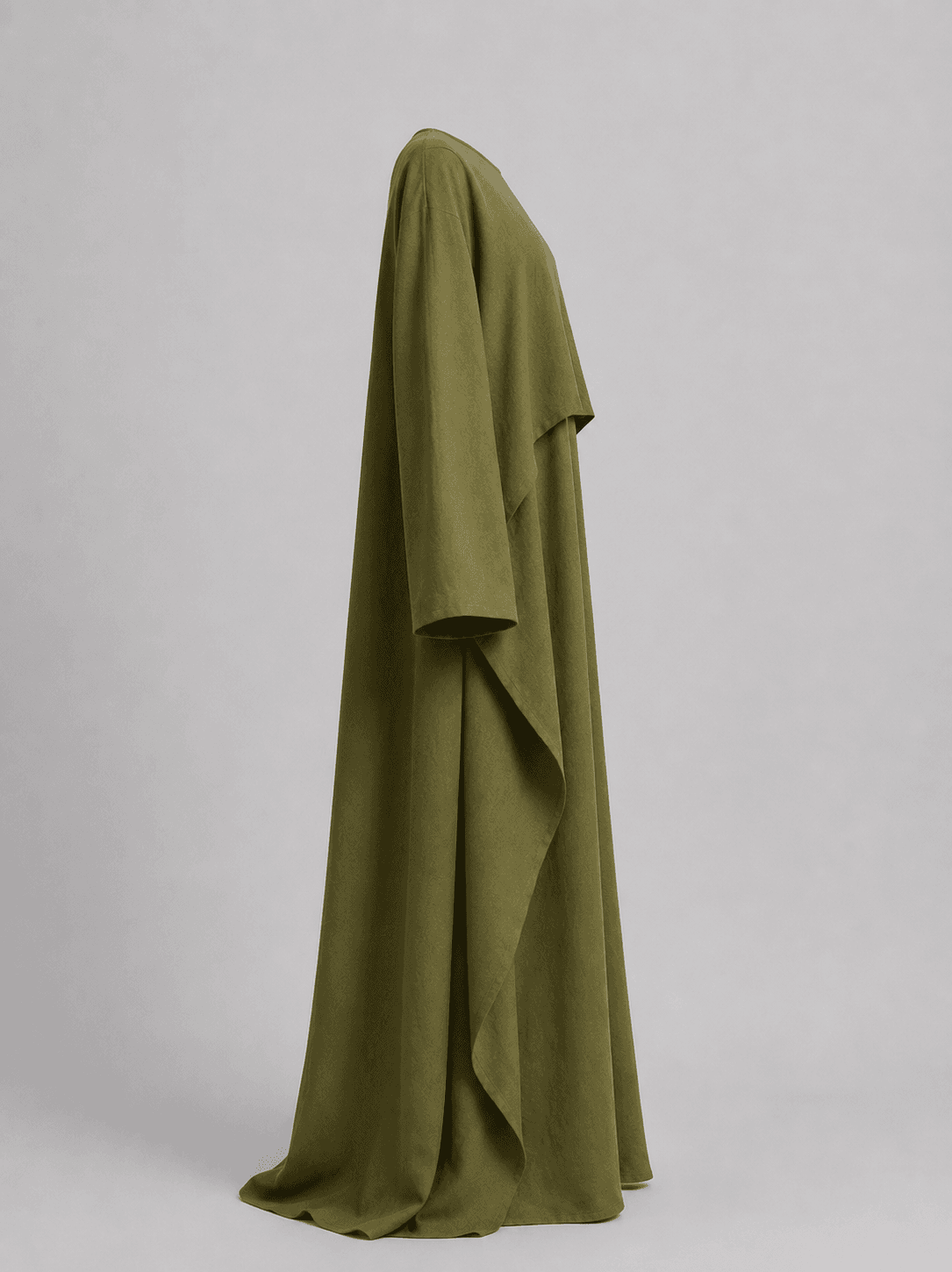 Set n7 robe longue pudique et haut asymétrique olive confection française 5 Set n7 robe longue pudique et haut asymétrique olive confection française – Image 5
