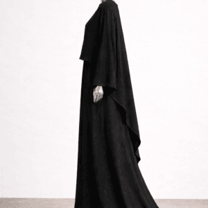 Alternative view of Set n7 long pudique en lin noir structure et fluidité