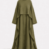 Set n7 robe longue pudique et haut asymétrique olive confection française
