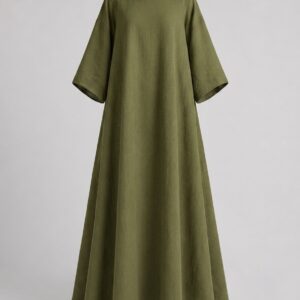 Set n7 robe longue pudique et haut asymétrique olive confection française 8 img 9387