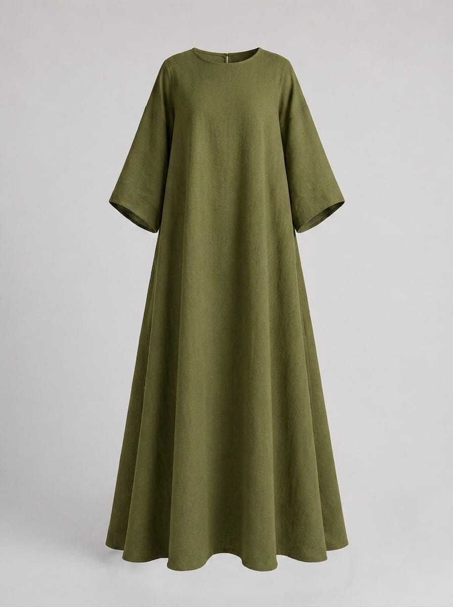 Set n7 robe longue pudique et haut asymétrique olive confection française 3 Set n7 robe longue pudique et haut asymétrique olive confection française – Image 3
