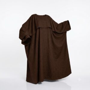 Abaya N3 marron Abaya Saoudienne Allaitement avec Cape coton
