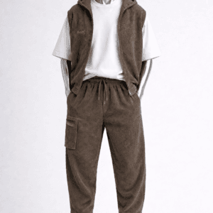 Alternative view of Saroual NEMA homme / velours côtelé taupe haut de gamme.