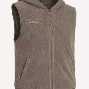 Gilet sans manches velours côtelé taupe haut de gamme.