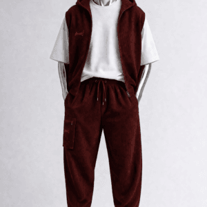 Alternative view of Gilet sans manches  NEMA en velours côtelé bordeaux haut de gamme ISM