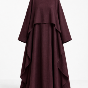 Set N7 : Abaya moderne bordeaux 100% coton Ensemble chic pudique et asymétrique 8 458ae37f 0ab3 411d a490 51115cef81f2 1