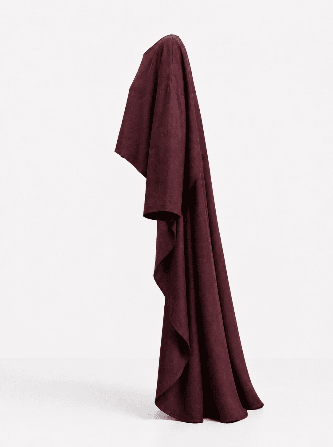 Set N7 : Abaya moderne bordeaux 100% coton Ensemble chic pudique et asymétrique 4 Set N7 : Abaya moderne bordeaux 100% coton Ensemble chic pudique et asymétrique – Image 4