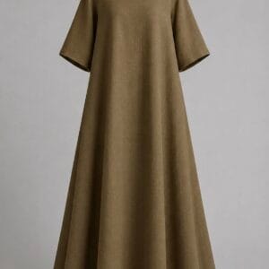 Alternative view of SET N7 Ensemble Robe et Cape asymétrique en 100% Coton Couleur Noix